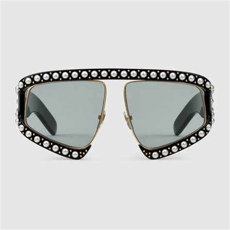 gucci eyeglasses gold and black|Gucci glasses with pearls.